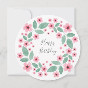 Pink Floral Wreath Card