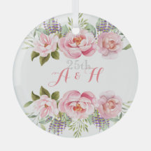 Pink Floral Wreath Elegant Wedding Anniversary 