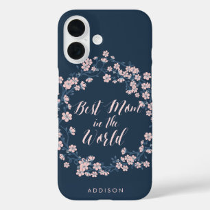 Pink Floral Wreath iPhone Case For Best Mom