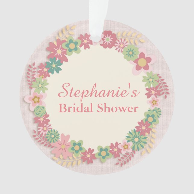 Pink Floral Wreath Ornament (Front)
