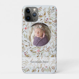 Pink Floral Wreath Personalised Photo iPhone 11 Pro Case