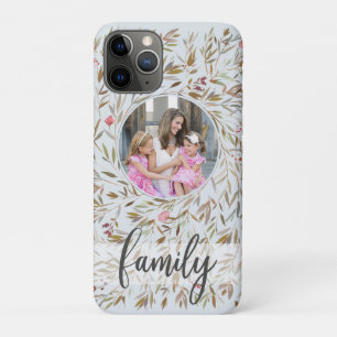 Pink Floral Wreath Personalised Photo Family iPhone 11 Pro Case