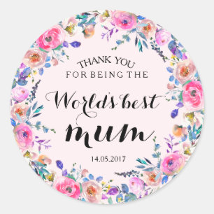 Pink Floral Wreath Wedding Sticker