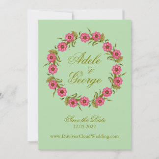 Pink Floral Wreaths Save The Date 