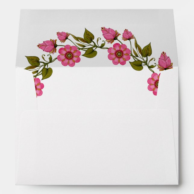 Pink Floral Wreaths | Wedding Envelope (Back (Bottom))