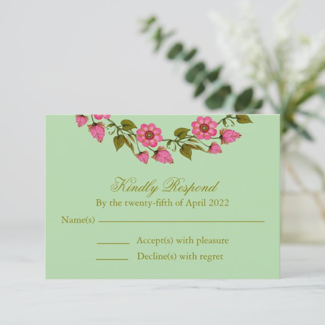 Pink Floral Wreaths | Wedding RSVP (Standing Front)