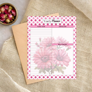 Pink Floral Yearly Planner Notepad
