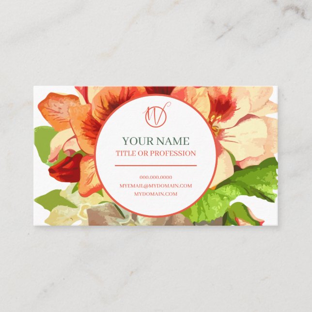 Pink Floral Your Profession and Company Biz ZSSG Calling Card (Front)