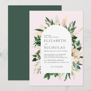Pink Florals and Greenery Botanical Wedding Invitation