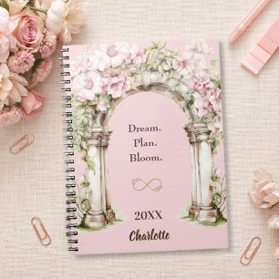 Pink florals arch inspirational quote notebook