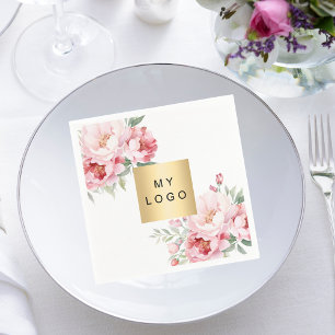 Pink florals business logo brand colour napkin