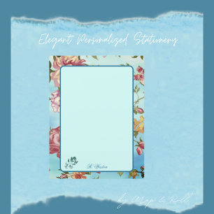 Pink Florals on Blue Personalised