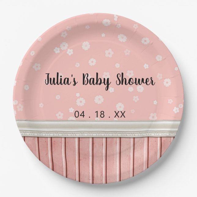 Pink Florals Paper Plate (Front)