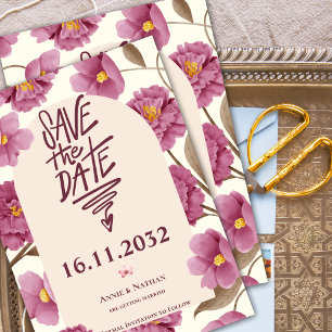 Pink Florals Pretty Frame Wedding Save the Date 