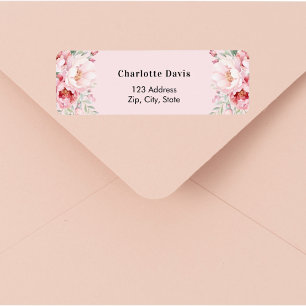 Pink florals roses return address