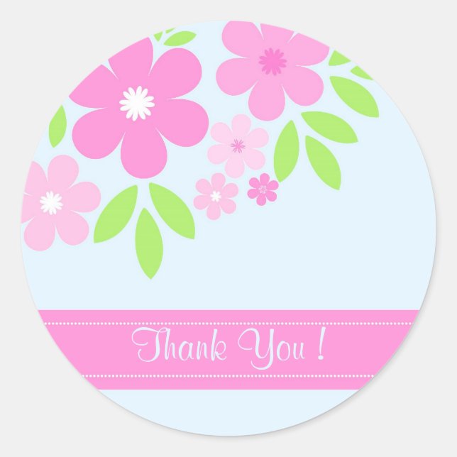 Pink florals Thank You ! - Sticker (Front)