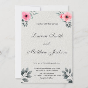 Pink Florals Wedding Invitations
