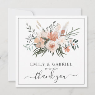 Pink Florals Wedding  Thank You Card