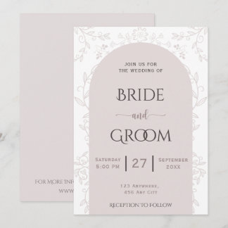 Pink floray design & golden rose touch wedding invitation