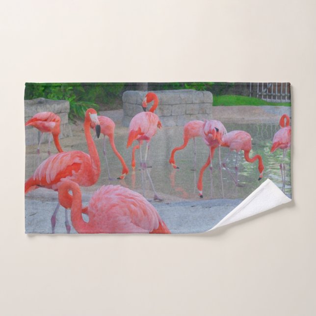 Pink Florida Flamingos Hand Towel (Hand Towel)