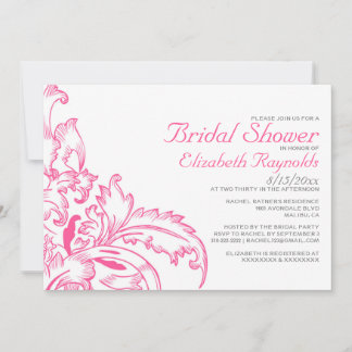 Pink Flourish Bridal Shower Invitations