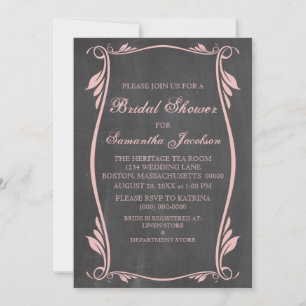Pink Flourish Chalkboard Bridal Shower Invite