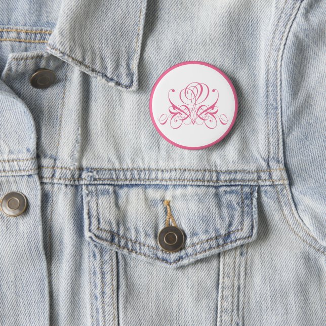Pink Flourish Rose 6 Cm Round Badge (In Situ)