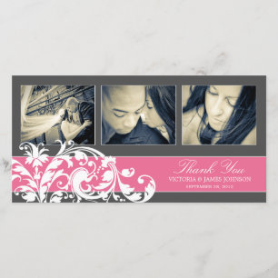 PINK FLOURISH WEDDING THANK YOU CARD