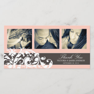 PINK FLOURISH WEDDING THANK YOU CARD
