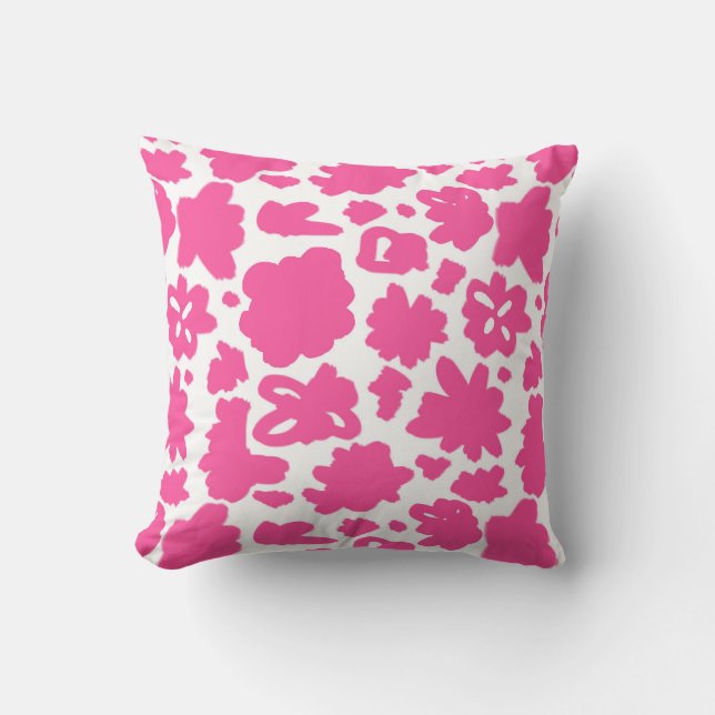 Pink Flower Abstract Pattern Throw Pillow (Front)