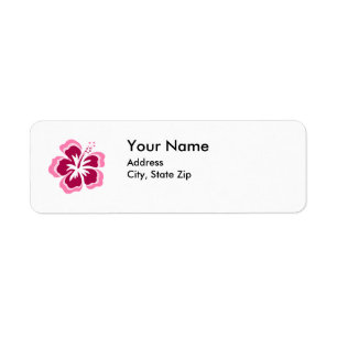 pink flower address label