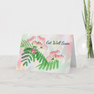 Pink Flower and Butterfly Get Well Card