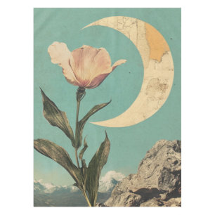 Pink Flower and Crescent Moon Tablecloth