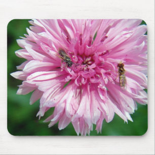 Pink Flower and Insects Mouse Mat