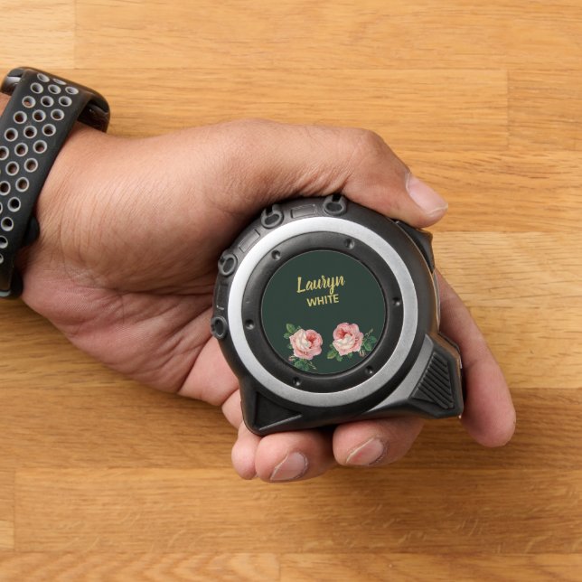 Pink flower and leaves on dark green 1 (Home)