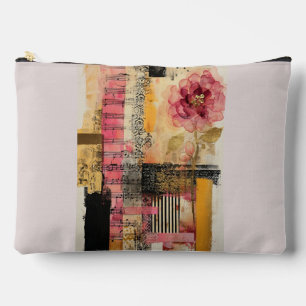 Pink Flower And Music Notes Accessory Pouch