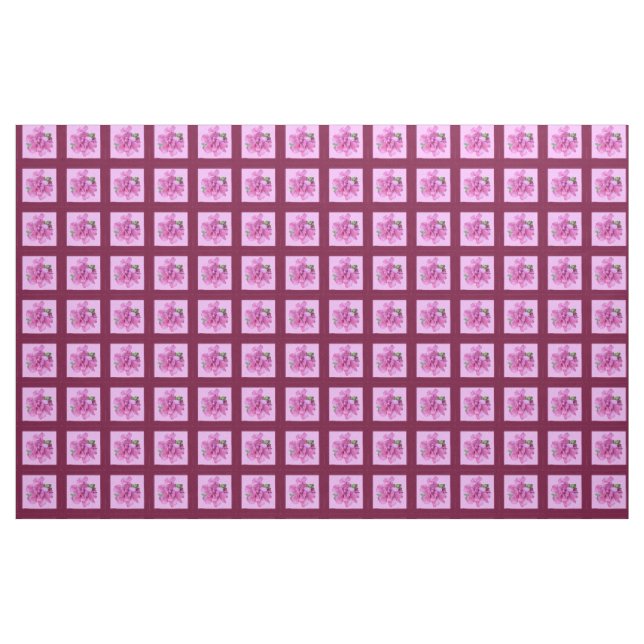 Pink Flower and Squares Fabric (Yard)
