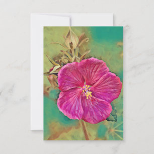 Pink Flower Art Flat Birthday Card