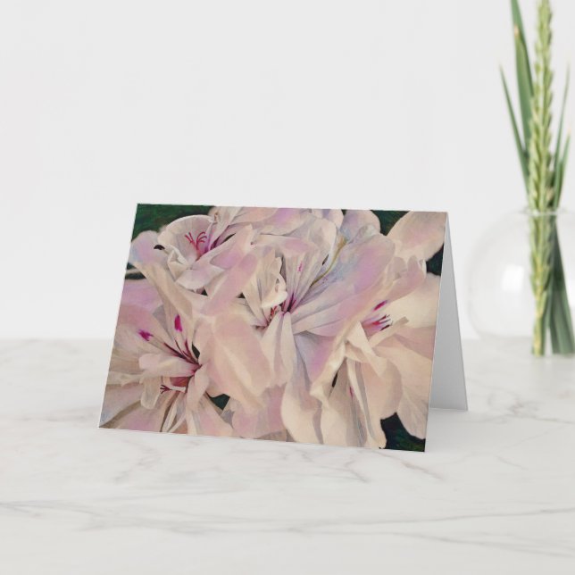 Pink Flower Art Geranium Blooms Art Note Card (Front)