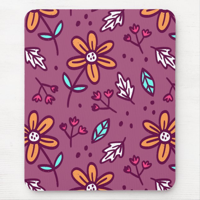 Pink Flower Art Pattern Aesthetic Flower PNG Tradi Mouse Mat (Front)