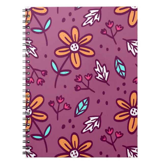 Pink Flower Art Pattern Aesthetic Flower PNG Tradi Notebook (Front)