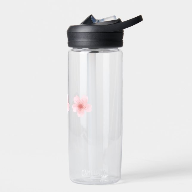 Pink Flower Art Water Bottle (Left)