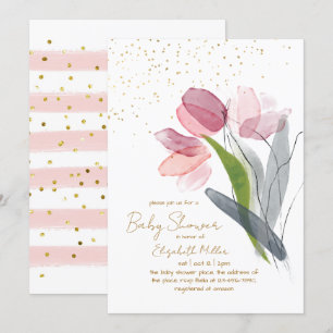 Pink Flower Baby In Bloom Baby Shower  Invitation