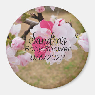 Pink Flower Baby Shower Magnet