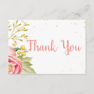 Pink Flower Baby Shower Thank you card