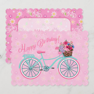 Pink Flower Basket on Bicycle Birthday