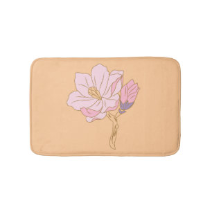 Pink flower bath mat