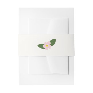 Pink Flower Belly Band Wedding Invitation Belly Band