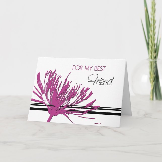 Pink Flower Best Friend Thank You Bridesmaid Card (Front)