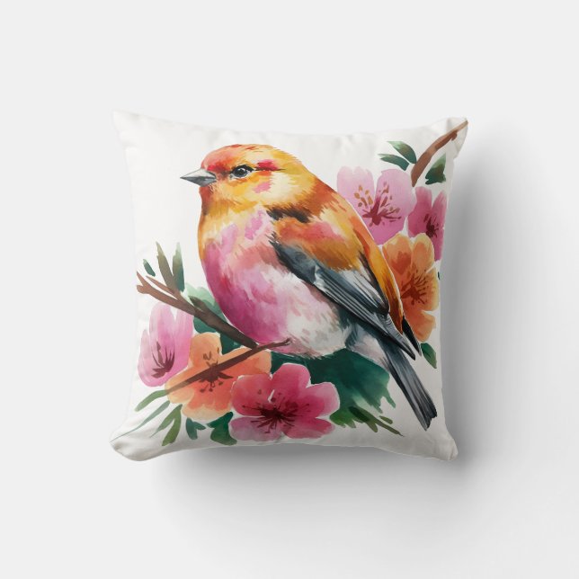 Pink Flower Bird Cushion (Front)